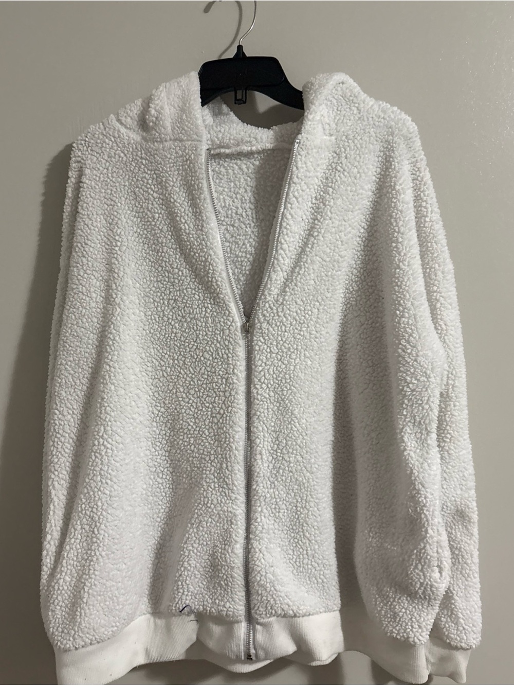 Unlisted White Hooded Sherpa Zip-Up Jacket